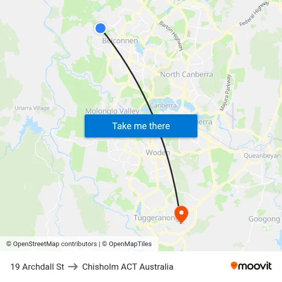 19 Archdall St to Chisholm ACT Australia map