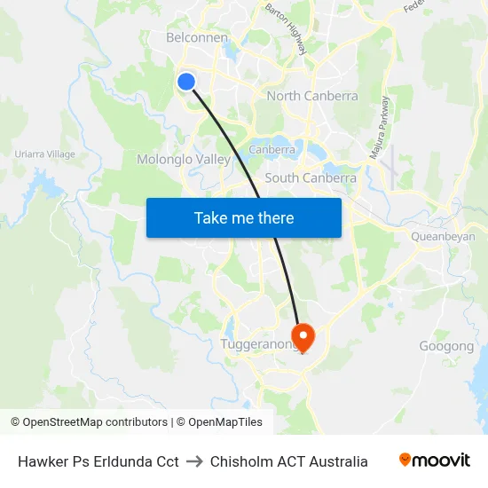 Hawker Ps Erldunda Cct to Chisholm ACT Australia map
