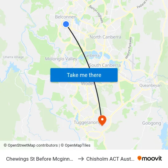Chewings St Before Mcginness St to Chisholm ACT Australia map