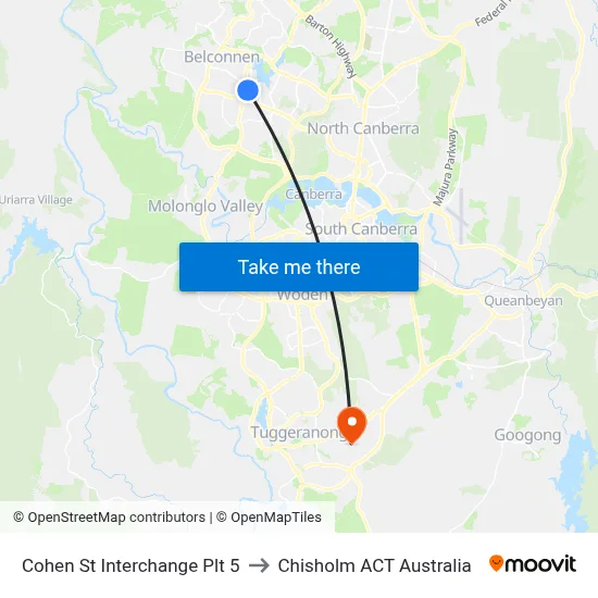 Cohen St Interchange Plt 5 to Chisholm ACT Australia map