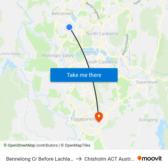 Bennelong Cr Before Lachlan St to Chisholm ACT Australia map