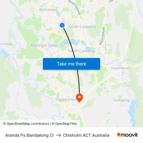 Aranda Ps Bandjalong Cr to Chisholm ACT Australia map
