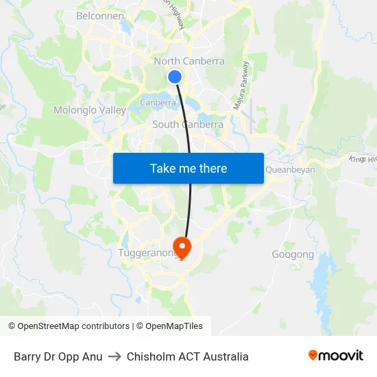 Barry Dr Opp Anu to Chisholm ACT Australia map
