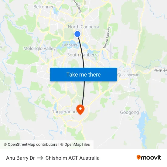 Anu Barry Dr to Chisholm ACT Australia map