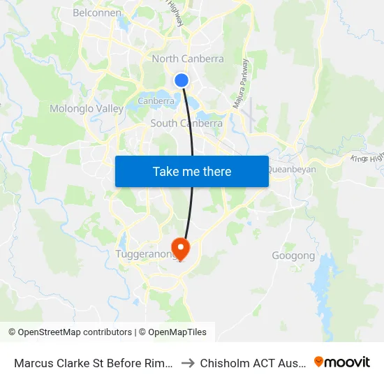 Marcus Clarke St Before Rimmer St to Chisholm ACT Australia map