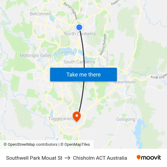 Southwell Park Mouat St to Chisholm ACT Australia map