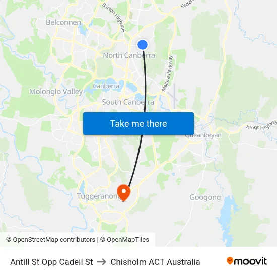 Antill St Opp Cadell St to Chisholm ACT Australia map