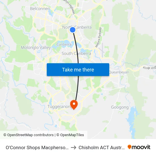 O'Connor Shops Macpherson St to Chisholm ACT Australia map