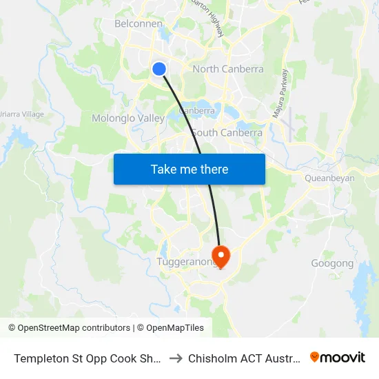 Templeton St Opp Cook Shops to Chisholm ACT Australia map
