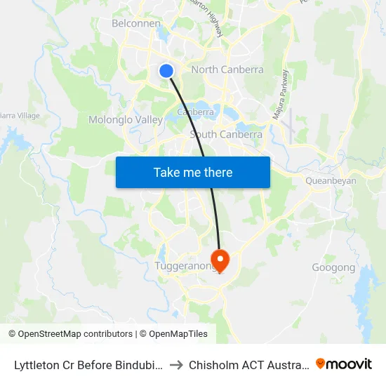 Lyttleton Cr Before Bindubi St to Chisholm ACT Australia map