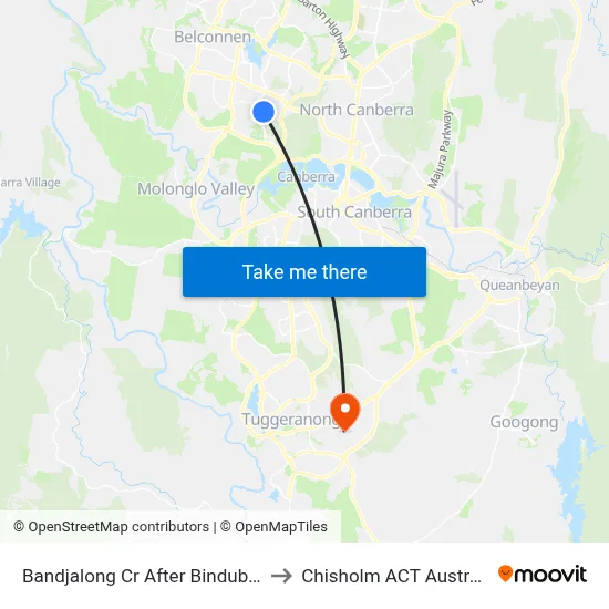 Bandjalong Cr After Bindubi St to Chisholm ACT Australia map