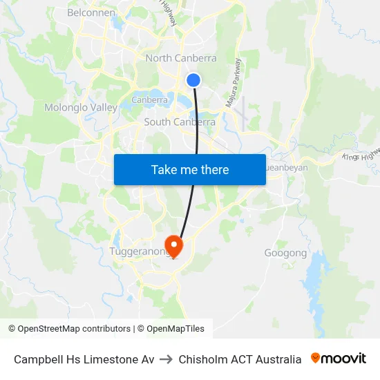 Campbell Hs Limestone Av to Chisholm ACT Australia map