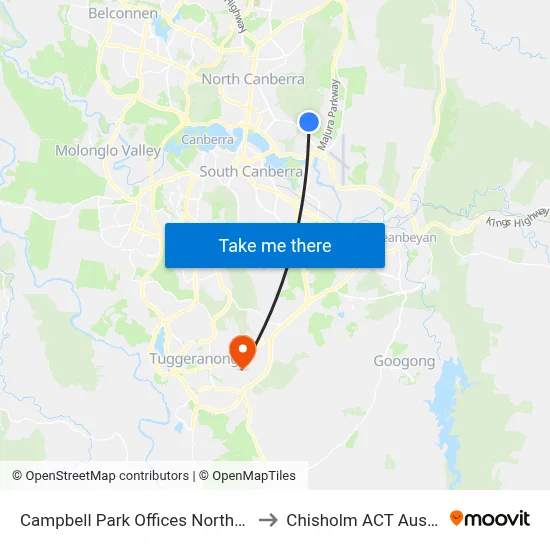 Campbell Park Offices Northcott Dr to Chisholm ACT Australia map