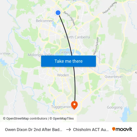 Owen Dixon Dr 2nd After Badenoch Cr to Chisholm ACT Australia map