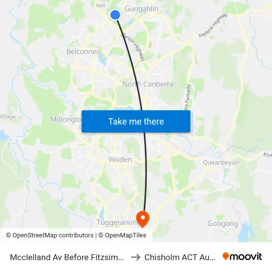Mcclelland Av Before Fitzsimmons St to Chisholm ACT Australia map