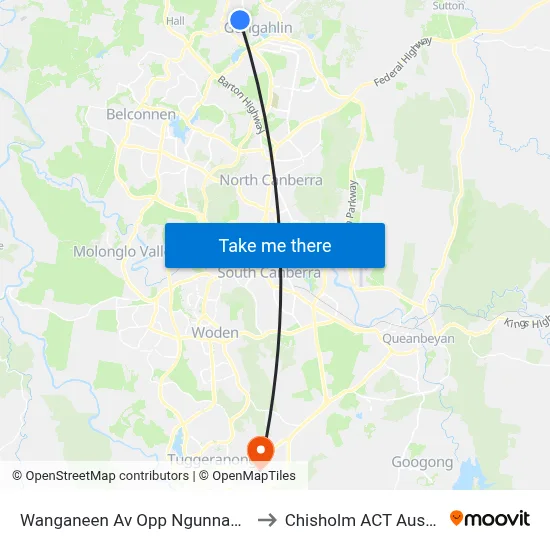 Wanganeen Av Opp Ngunnawal Ps to Chisholm ACT Australia map