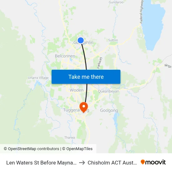 Len Waters St Before Maynard St to Chisholm ACT Australia map