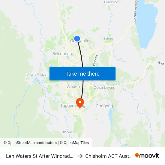 Len Waters St After Windradyne St to Chisholm ACT Australia map