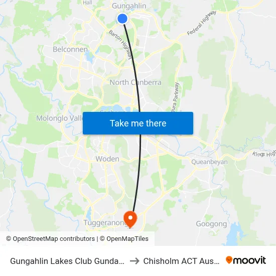 Gungahlin Lakes Club Gundaroo Dr to Chisholm ACT Australia map