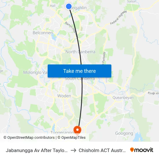 Jabanungga Av After Taylor St to Chisholm ACT Australia map