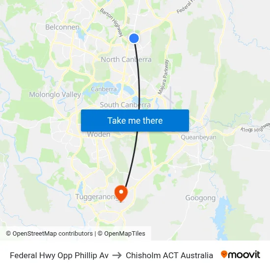 Federal Hwy Opp Phillip Av to Chisholm ACT Australia map