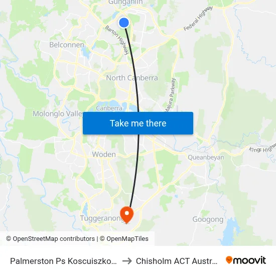 Palmerston Ps Koscuiszko Av to Chisholm ACT Australia map