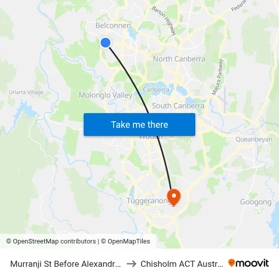 Murranji St Before Alexandria St to Chisholm ACT Australia map