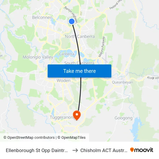 Ellenborough St Opp Daintree Cr to Chisholm ACT Australia map
