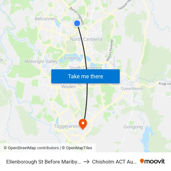 Ellenborough St Before Maribyrnong Av to Chisholm ACT Australia map