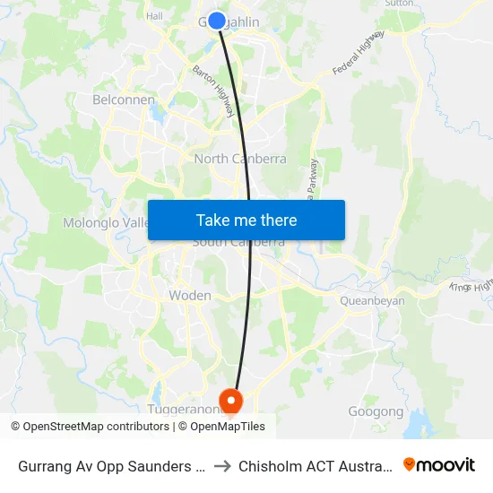 Gurrang Av Opp Saunders St to Chisholm ACT Australia map