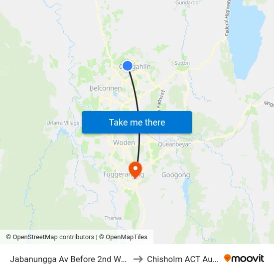 Jabanungga Av Before 2nd Warabin Cr to Chisholm ACT Australia map