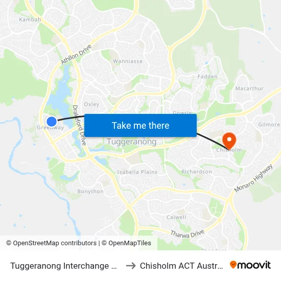 Tuggeranong Interchange Plt 5 to Chisholm ACT Australia map