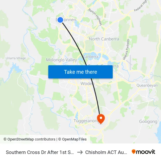 Southern Cross Dr After 1st Starke St to Chisholm ACT Australia map