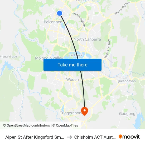 Alpen St After Kingsford Smith Dr to Chisholm ACT Australia map