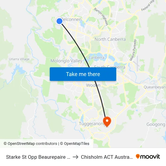 Starke St Opp Beaurepaire Cr to Chisholm ACT Australia map