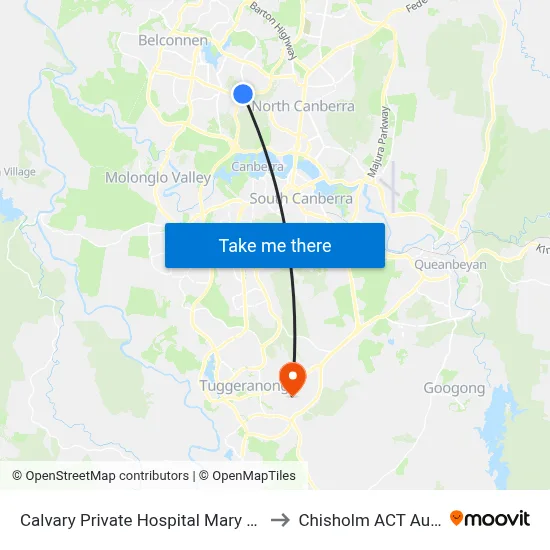 Calvary Private Hospital Mary Potter Cct to Chisholm ACT Australia map