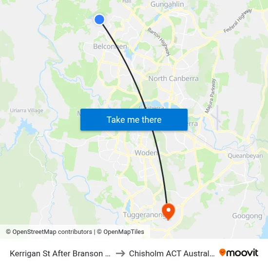 Kerrigan St After Branson St to Chisholm ACT Australia map