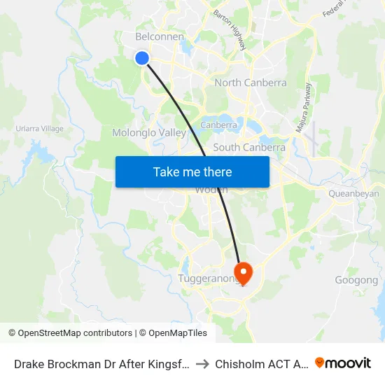 Drake Brockman Dr After Kingsford Smith Dr to Chisholm ACT Australia map