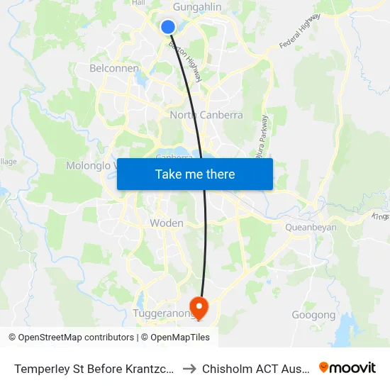 Temperley St Before Krantzcke Cct to Chisholm ACT Australia map