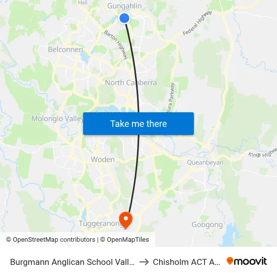 Burgmann Anglican School Valley Campus to Chisholm ACT Australia map