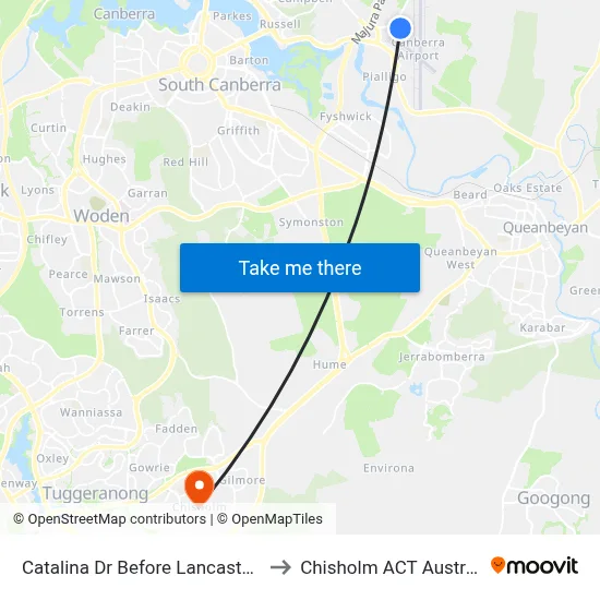 Catalina Dr Before Lancaster Pl to Chisholm ACT Australia map