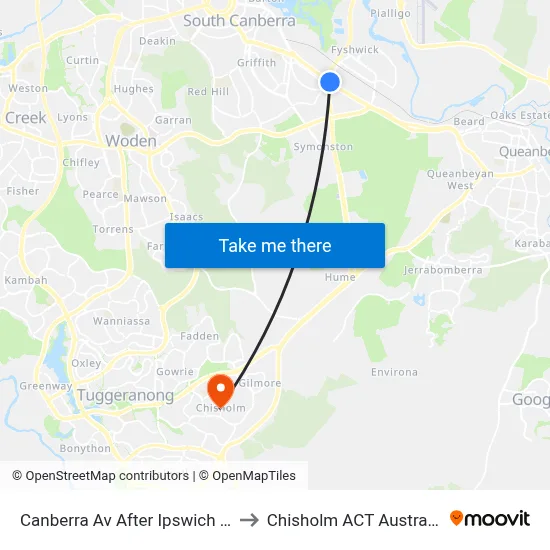 Canberra Av After Ipswich St to Chisholm ACT Australia map