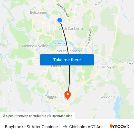 Braybrooke St After Ginninderra Dr to Chisholm ACT Australia map