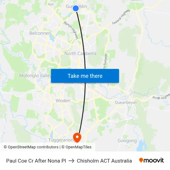 Paul Coe Cr After Nona Pl to Chisholm ACT Australia map