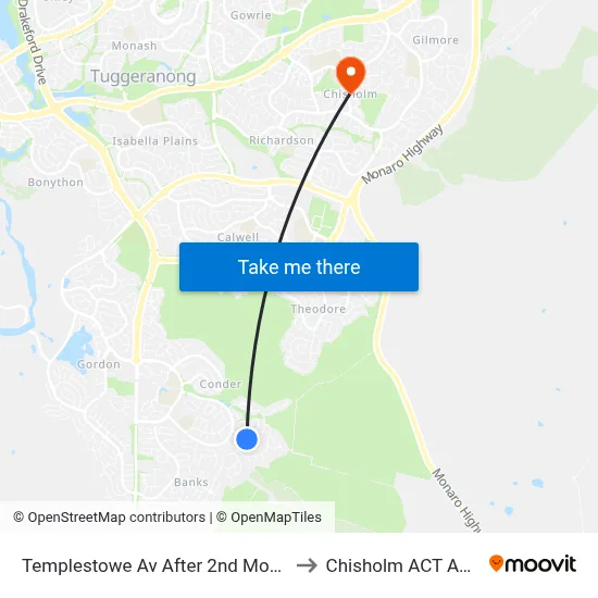 Templestowe Av After 2nd Montefiore Cr to Chisholm ACT Australia map