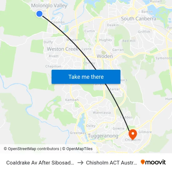 Coaldrake Av After Sibosado St to Chisholm ACT Australia map