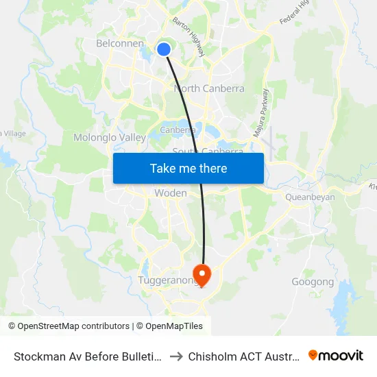 Stockman Av Before Bulletin St to Chisholm ACT Australia map