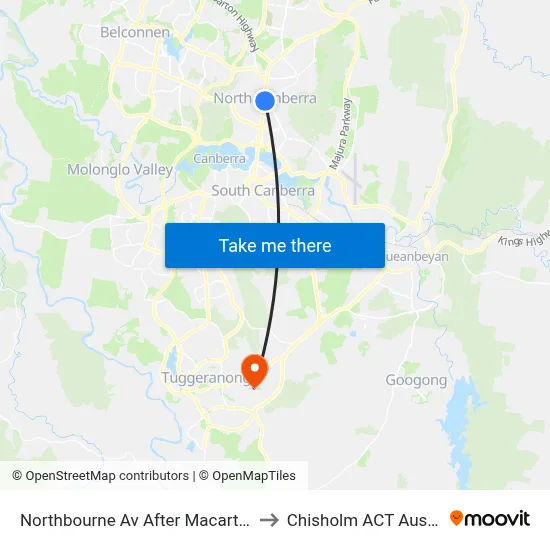 Northbourne Av After Macarthur Av to Chisholm ACT Australia map
