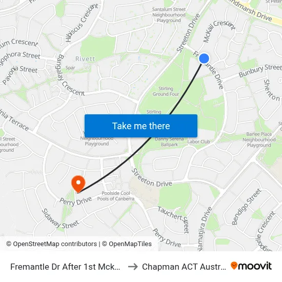 Fremantle Dr After 1st Mckail Cr to Chapman ACT Australia map