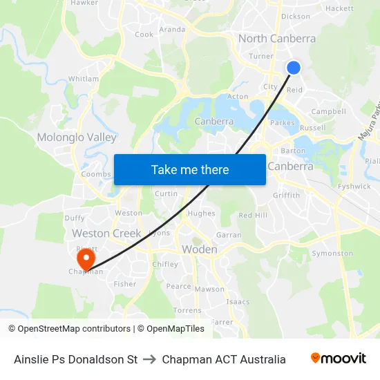 Ainslie Ps Donaldson St to Chapman ACT Australia map